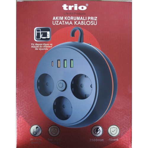 TR3444 3 LÜ 3 USB+1TYP-C Lİ 1,5M KABLOLU